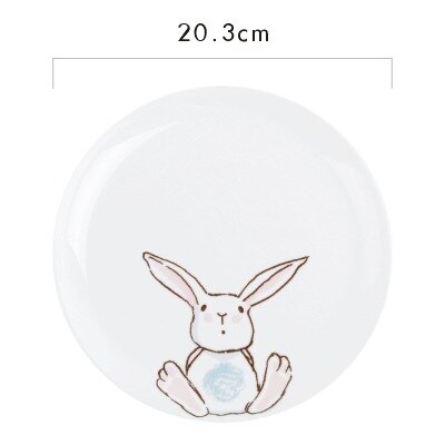Kanin keramisk morgenmadstallerken dessert kage skive ben porcelæn 8 tommer skive sød tallerken middagsfad rund tegneserie: D