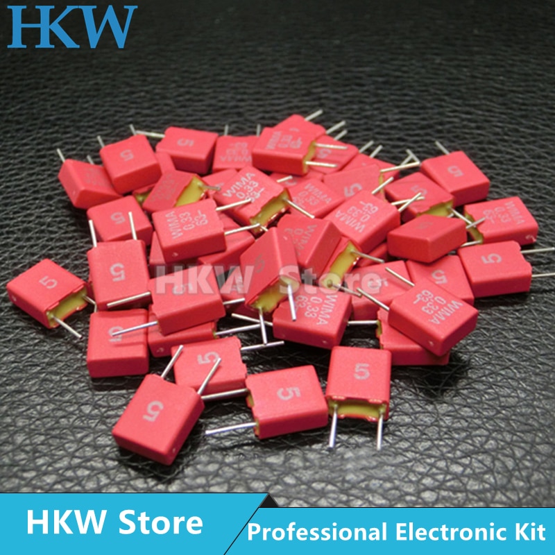 WIMA – condensateur Hi-Fi rouge MKS2, 2 pièces, 0.1UF, 1NF, 0.01UF, 1UF, 1.5UF, 10UF, 22NF, 2200PF, 0.22UF, 2.2UF, 50V, 63V, 100V, 250V, P5