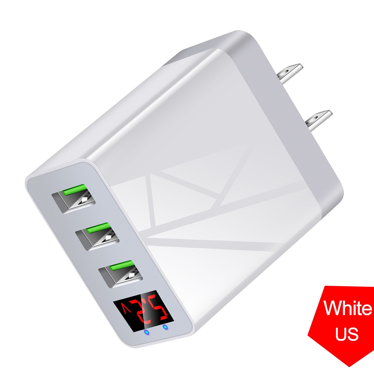 Carregador usb para samsung s10 s9 tablet 3, 5v 3.1a usb carregamento rápido tela digital adaptador de parede telefone carregador para iphone: US White