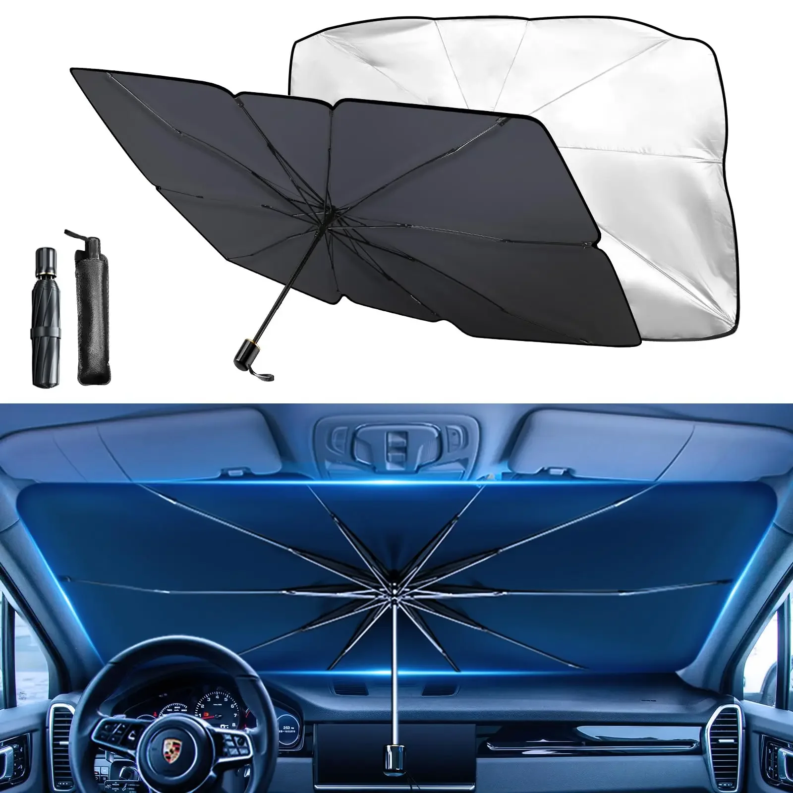 Auto Sonnenschirm Regenschirm Auto Sonnenschirm Versenkbare Sonnenschutz Wärmedämmung Frontscheibe Sonnenschirm Auto Innen Schutz