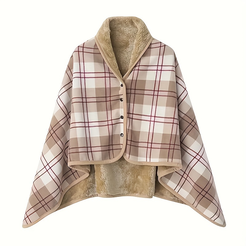 1pc Wearable Blankets Shawl Blanket Flannel Lazy Casual Office Blanket: green