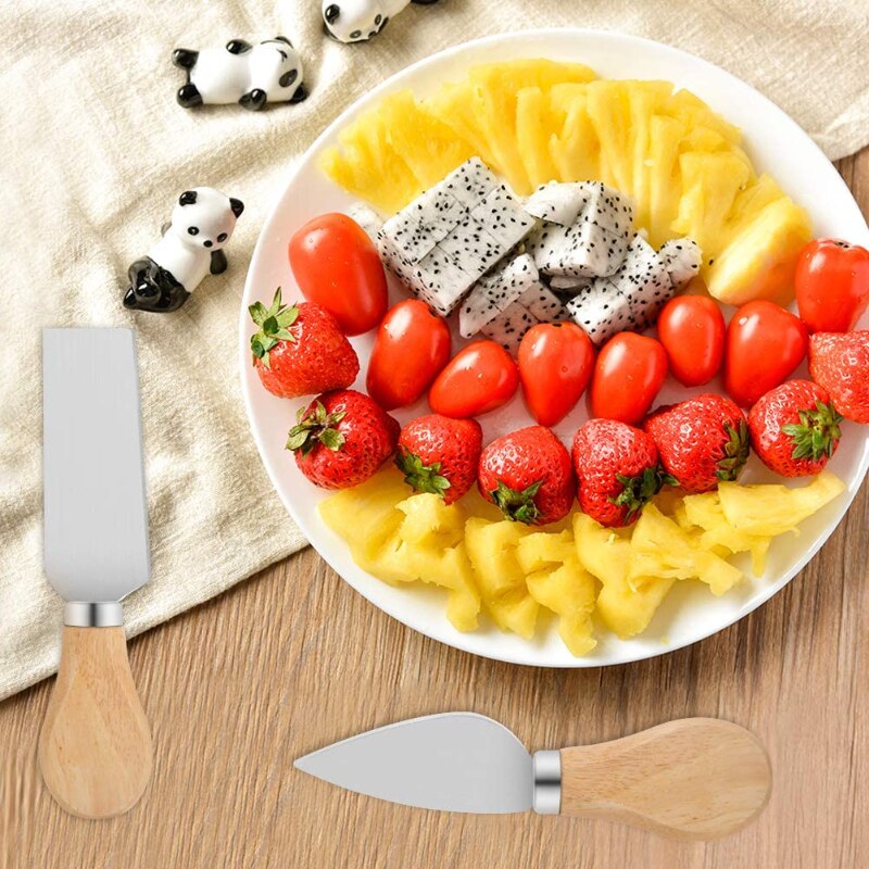 Steel Stainless Cheese Knives with Bamboo Wood Handle Cheese Slicer Cheese Cutter Kitchen Baking Tool