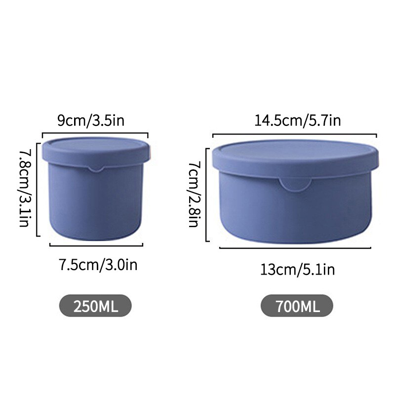 Kids Silicone Lunch Box with Lid Food Fruit Salad Fresh-Keeping Bowl Bento Box Kitchen Storage Containers Leak Proof: Indigo 250ml 700ml