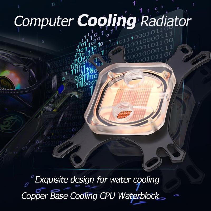 Transparante Cpu Water Block Waterblock Koperen Basis Cpu Waterkoeler Computer Pc Cooling Radiator Voor Intel Voor Amd Met Schroeven