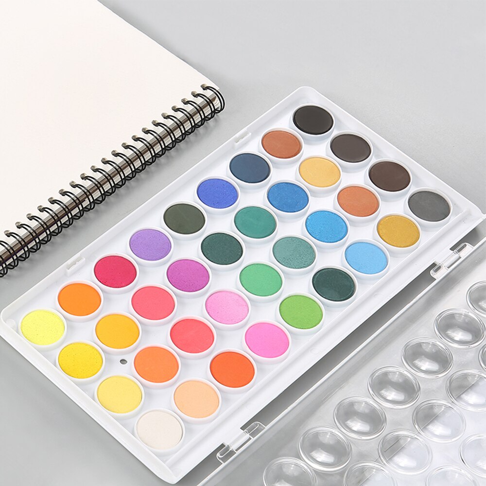 Umitive-Juego de acuarelas portátil para niños, 12/16/28/36 colores, pincel de Color agua, suministros de arte para pintar