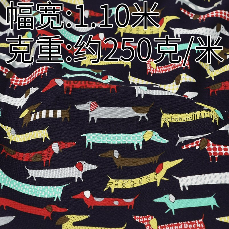 45Cm * 110Cm/Stuk, Cartoon Teckel Hond Katoen Hennep Afdrukken Doek, Kleding Verspreid, gordijn Marionet Stof, Diy Handgemaakte Materiaal: 1