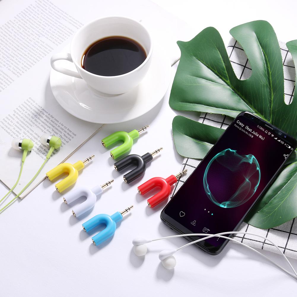 3.5mm Extension Earphone Headset Audio Splitter 1 Male to 2 Female Cable Adapter Portable Metal+Plastics Converter Connector