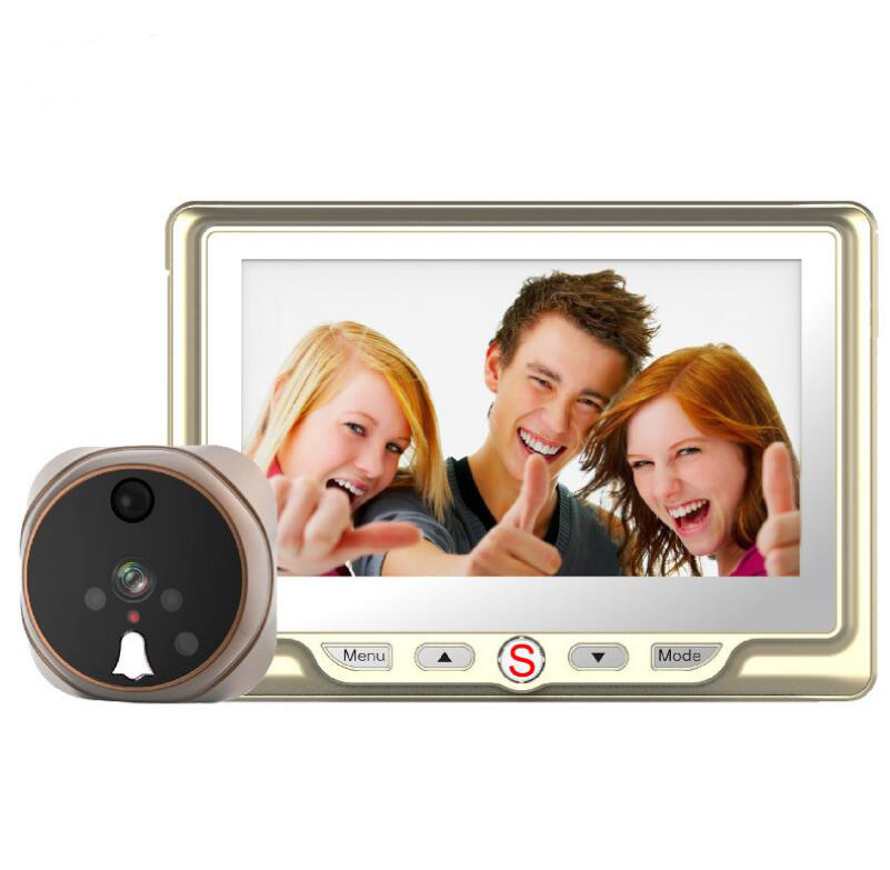 Grå 4.3 tommer hjem digital lcd-skærm dør kiggehul visning telefon system dørklokke adgangskontrol gratis