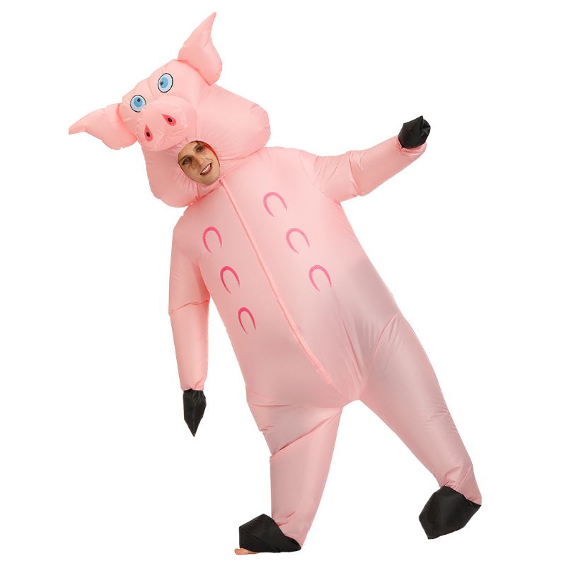 Inflatable Pig Costume Halloween Cosplay Fancy Dress Adult Funny Blow up Outfit E65D