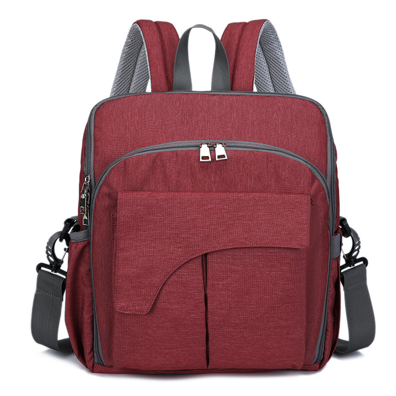 Dobbelt skulder moder taske multifunktionel bærbar baby pleje taske med stor kapacitet: Rød