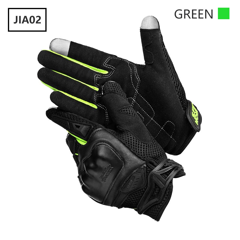 IRON JIA'S Guantes Moto Verano Hombre, Guantes Ciclismo Carretera con Pantalla Táctil, Accesorios para Moto, Equipo de Protección Guantes para Motocicleta Motocross: Green / XL