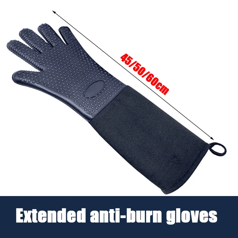 Extra Long Silicone Oven Mitts Gloves with Quilted Liner Durable Heat Resistant Grill Oven Gloves Baking Tools