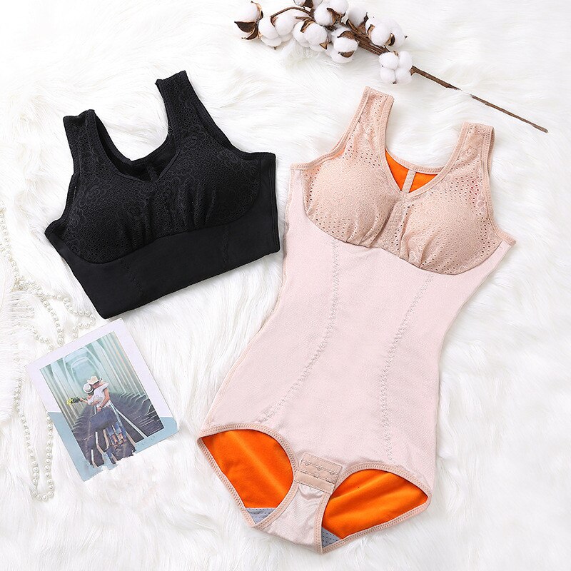 Women&#39;s Winter Warm Slimming Underwear Bodysuit Body Shaper Waist Shaper Shapewear Postpartum Slimming Zip and Hook Corset