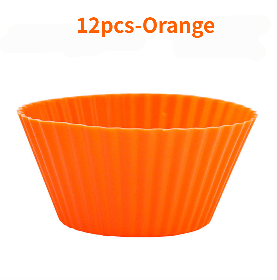 12 unids/set molde de silicona para pastel de forma redonda herramientas de decoración de pasteles DIY moldes para hornear magdalenas y magdalenas cocina utensilios para hornear fabricante: Naranja