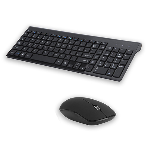 Seenda 2.4g trådløst lydløst tastatur musekam russisk/spansk tastatursæt i fuld størrelse til notebook bærbar stationær pc: Sort russisk