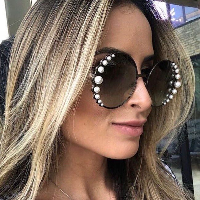 Gafas de sol COOLSIR para mujer, lujosas gafas de sol de perlas, gafas de sol redondas Vintage para mujer, gafas de sol de Metal dorado UV400