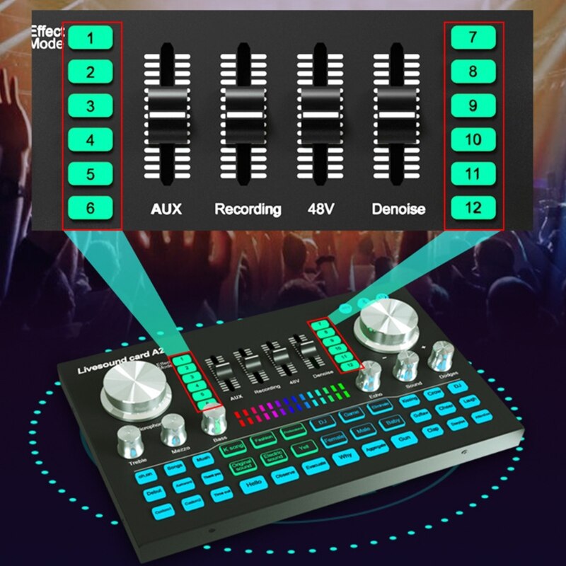 066A Professionele Mixer Sound Board Card 1800Mah Batterij Capaciteit 12 Uur Live Tijd Sound Mixing Console Props