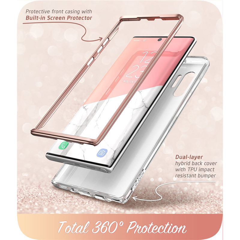 I-BLASON pour Samsung Galaxy Note 10 Plus étui ) Cosmo coque complète en marbre pailleté sans protection d'écran intégrée