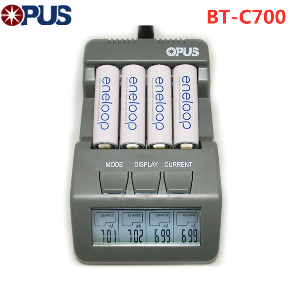 Opus BT-C700 NiCd NiMh LCD Digital Intelligent 4 Slots Battery Charger - EU Plug