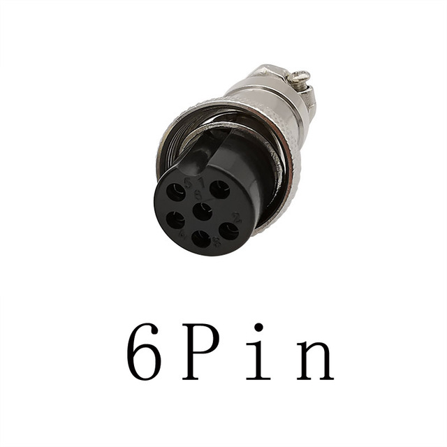 Connecteur d'aviation GX12, 2 3 4 5 6 broches, panneau de prise, connecteurs de montage en métal, adaptateur 12MM: 6Pin Socket