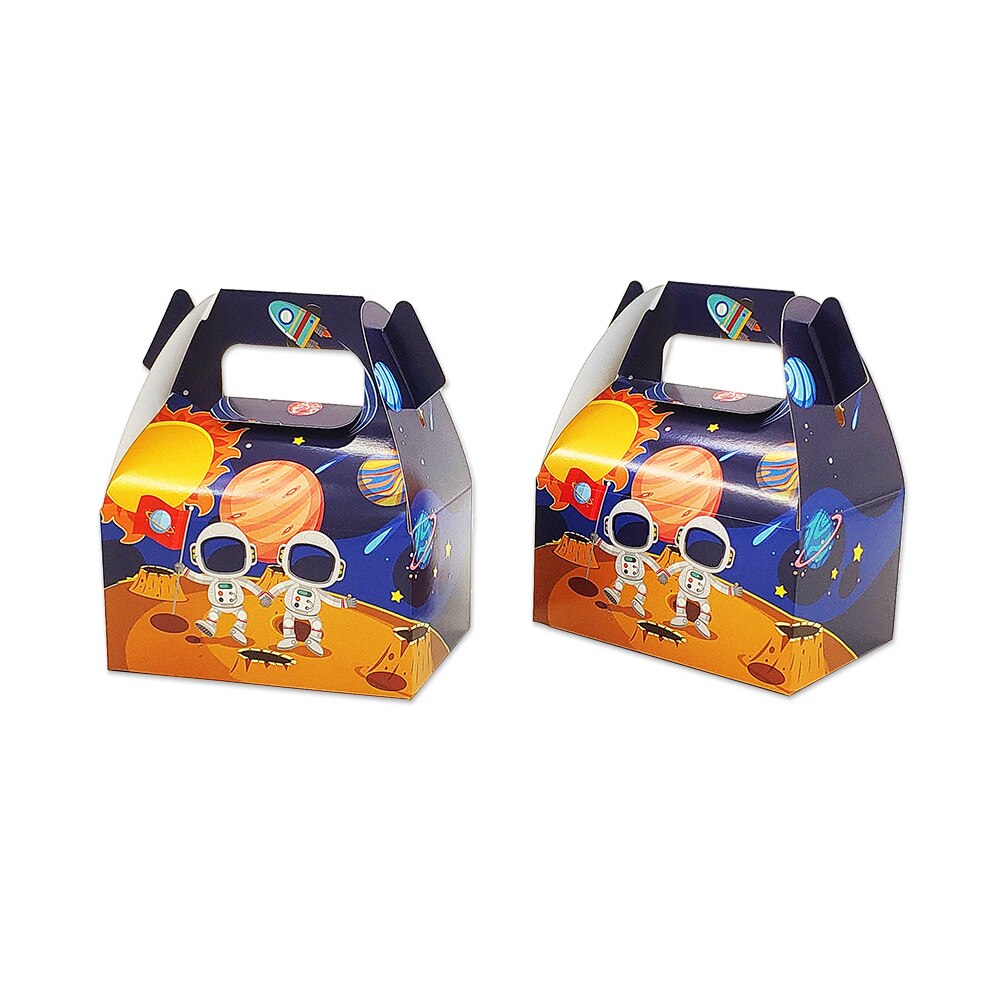Caja de palomitas de maíz para niños, espacio Solar para de cumpleaños, astronauta, bolsa para suministros de , decoración de aperitivos, 6 uds.