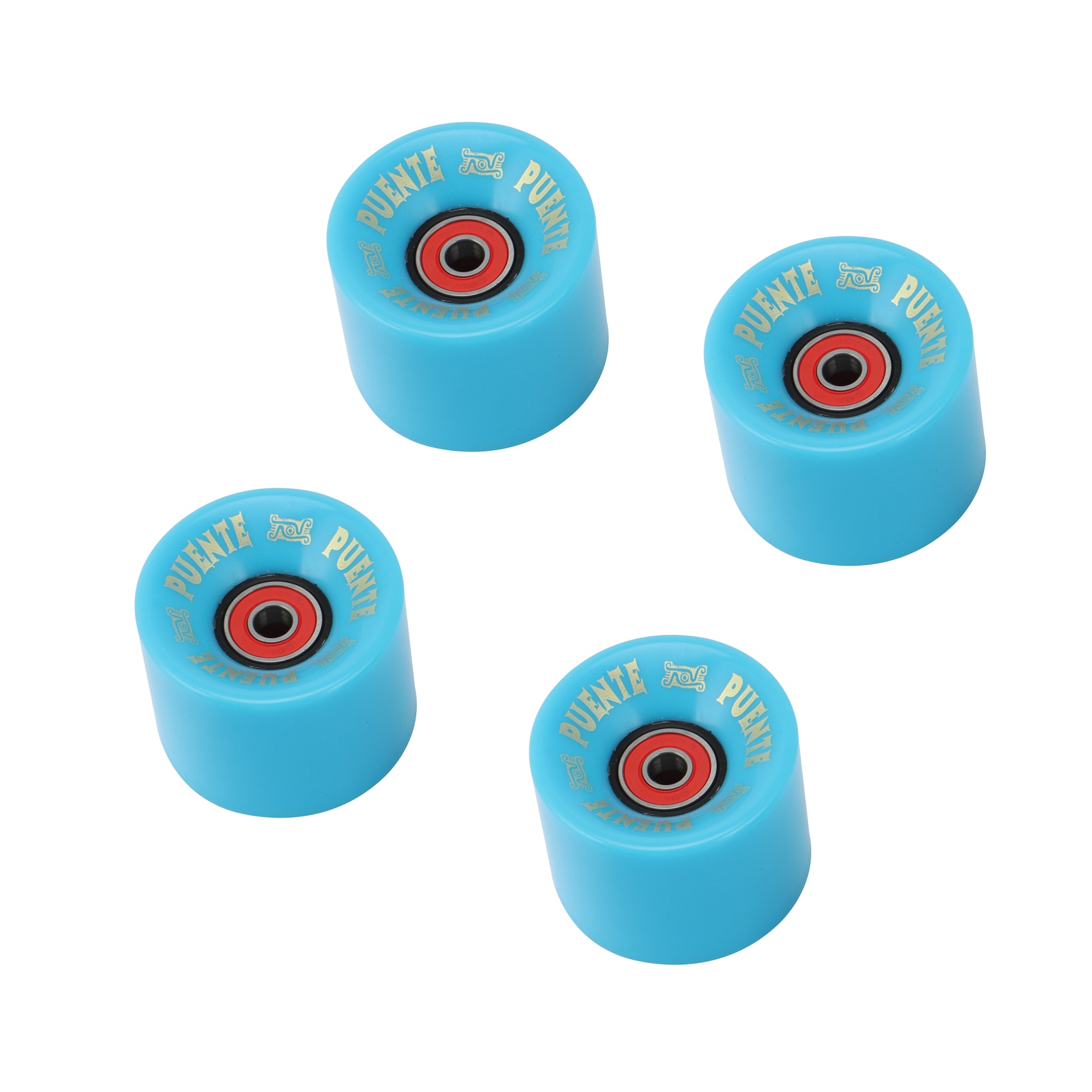 PUENTE 4Pcs/Set Cruiser Skateboard Wheels PU Wheels Long Board Cruiser Wheels with ABEC-9 Bearings,Blue