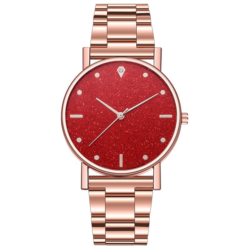 WOKAI 2021New Women Watches Ladies Top Brand luxury Waterproof Quartz Clocks Watch Women Stainless Steel Date Clock: Red