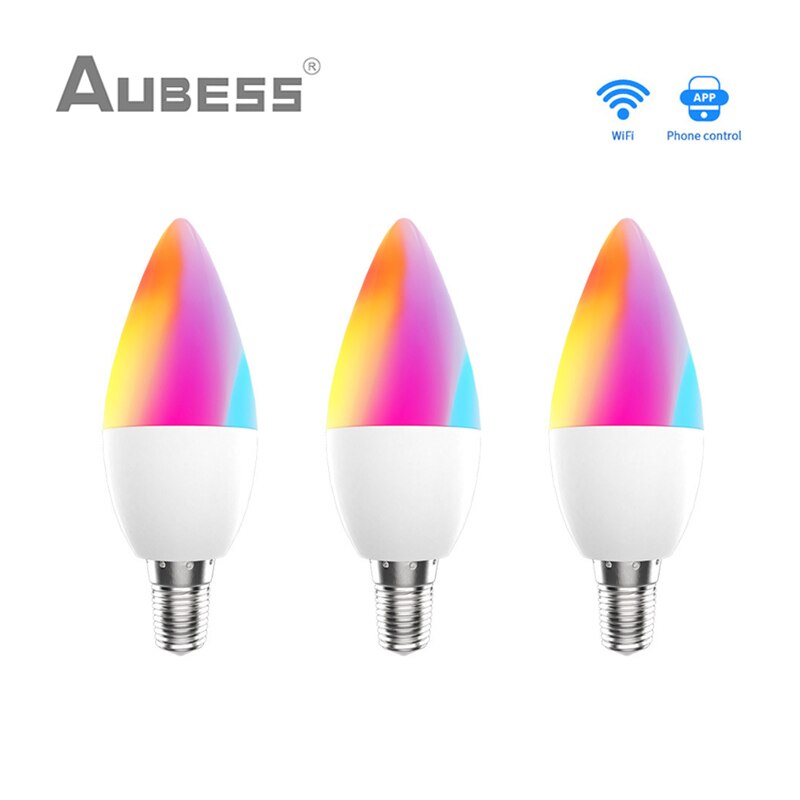Tuya wifi smart led pære  e14 rgb cw dæmpbar led lampe fjernbetjening kompatibel med smart life stemmestyring alexa google home: 3 stk