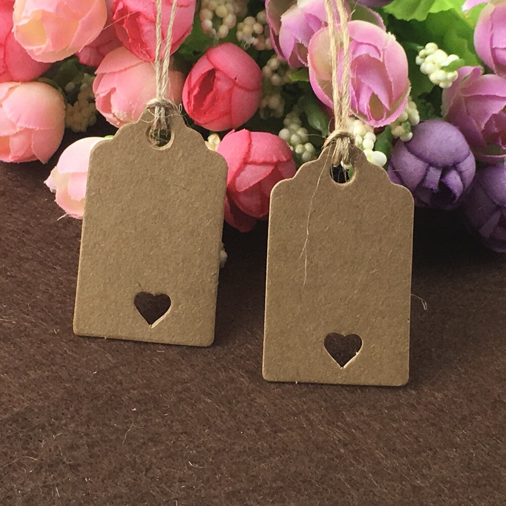 100 stks/partij 5x3 cm Blanco Papier Kleine Tags Kraft Zwart Wit Sieraden Pakket Hang Tag Met 100 stuks snaren