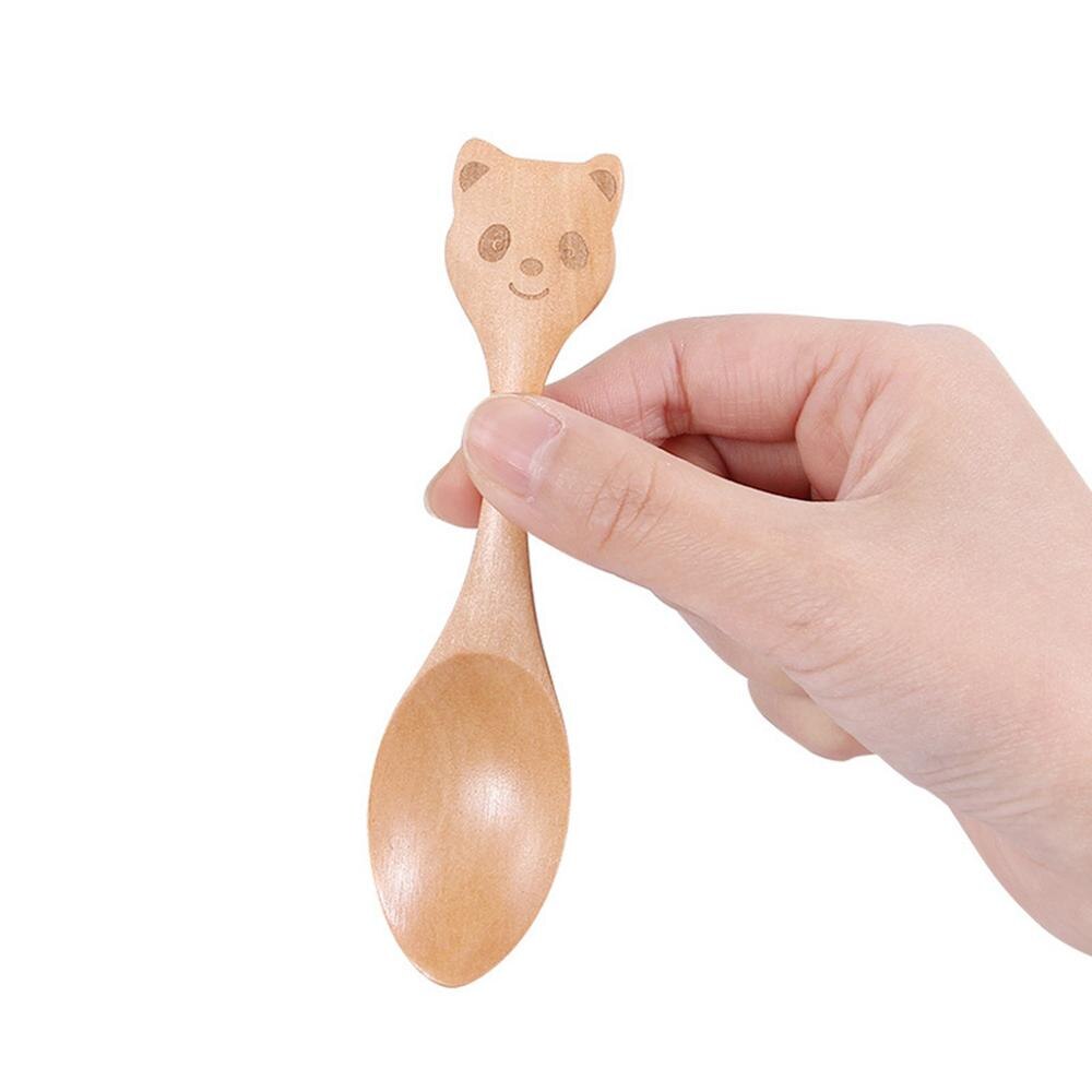 1/3 PCS Wooden Spoon Bamboo Kitchen Cooking Utensil Animal Fork Pattern Kids Spoon Eating Tool Soup-Teaspoon Tableware Catering