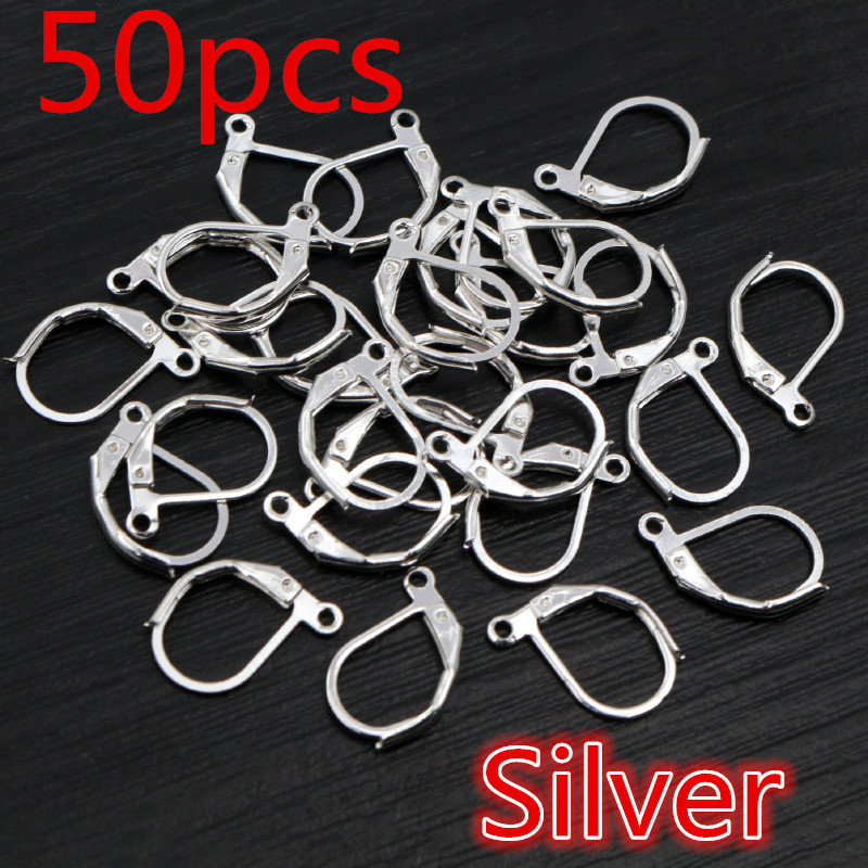 30-50 uds/lote de oro plata francés pendiente ganchos de alambre configuración Base aros pendientes para bricolajes artículos de fabricación de joyas al por mayor: Negro