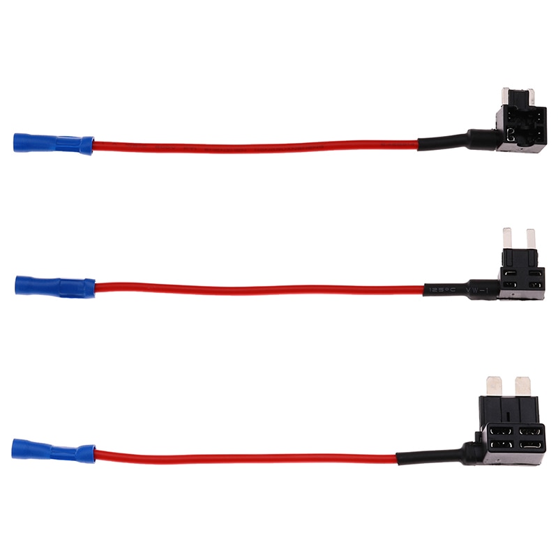 12V MINI SMALL MEDIUM Size Car Fuse Holder Add-a-circuit Fuse Tap Adapter with 10A Micro Mini Standard ATM Blade Fuse
