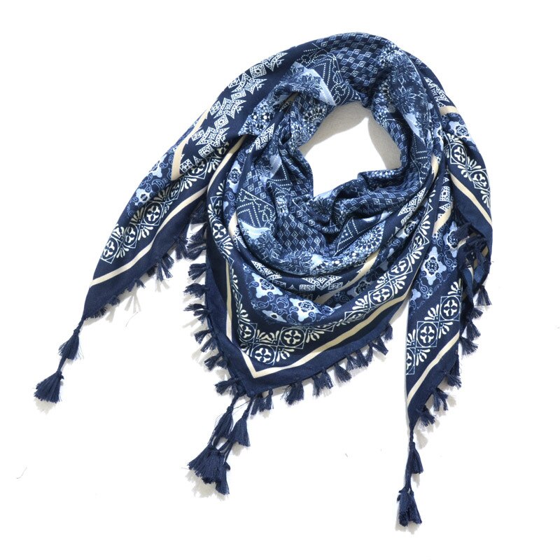 Boheemi huivi naisten talvikääre retrokuvioinen tupsukuvioinen naisten huivi iso neliöhuivi 115cm puuvillaista foulard-kukkakuvioista nenäliinaa