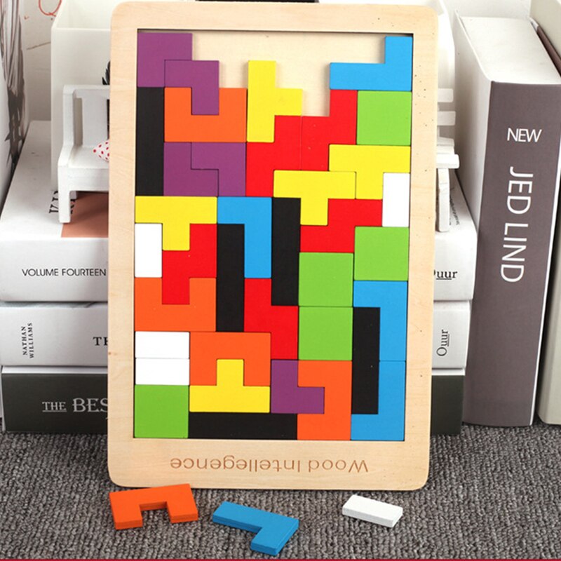 Houten Tangram Jigsaw Brain Tetris Game Puzzel Bloacks Voorschoolse Kinderen Spelen Training Educatief Speelgoed #068