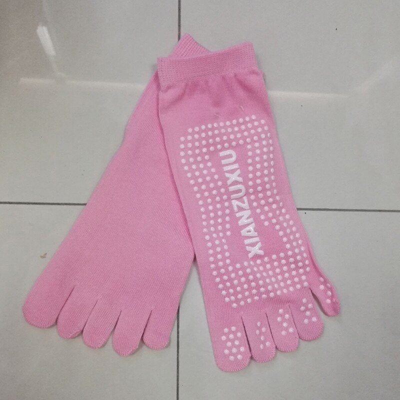 Calcetines con punta dividida para mujer, medias de cinco dedos, multicolor, antideslizante, estampado de patrón, informal, práctico: Rosa