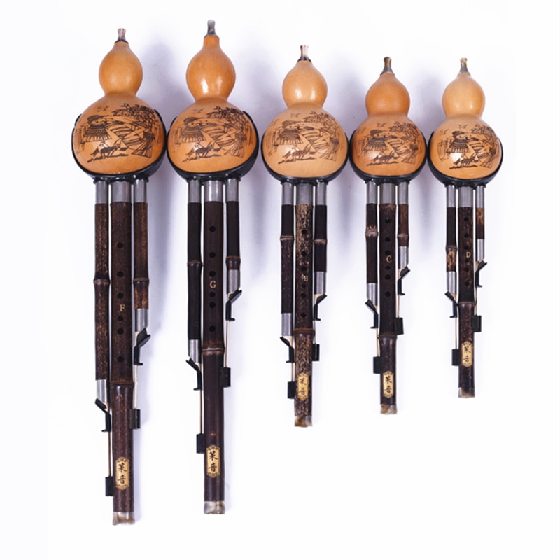 Bambusfløjte hulusi tretonet græskar flauta stødsikker kalabas hulusi folkemusikinstrumenter cucurbit flauta hage