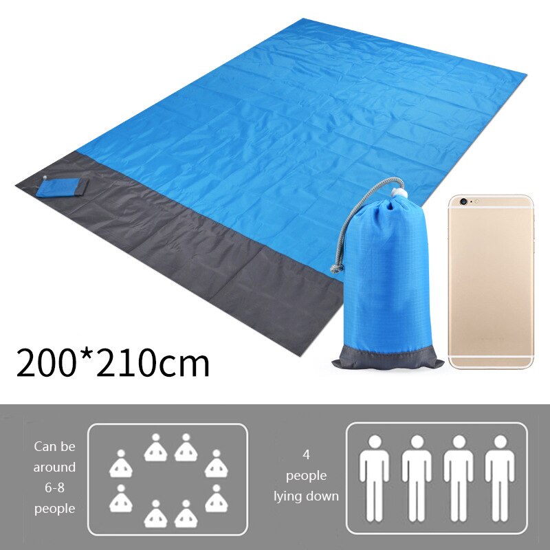 Esterilla de playa resistente al agua, manta con bolsillo para exteriores, portátil, Picnic, Camping, colchón, almohadilla para dormir, 2x2,1 m