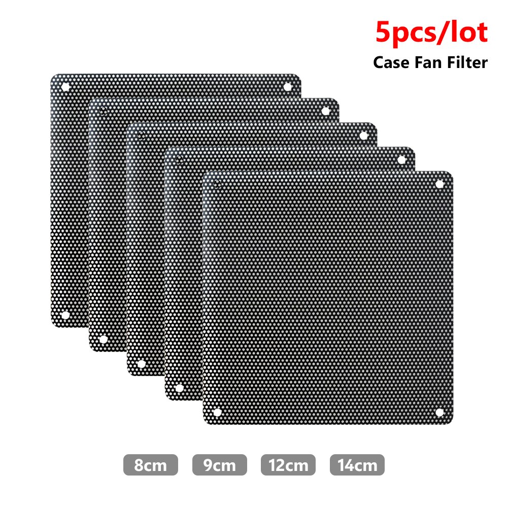 5PCS 80mm 90mm 120mm 140mm Cuttable Black PVC PC Fan Dust Filter Dustproof Case Computer Mesh Cooling Ultra Fine Dustproof Cover
