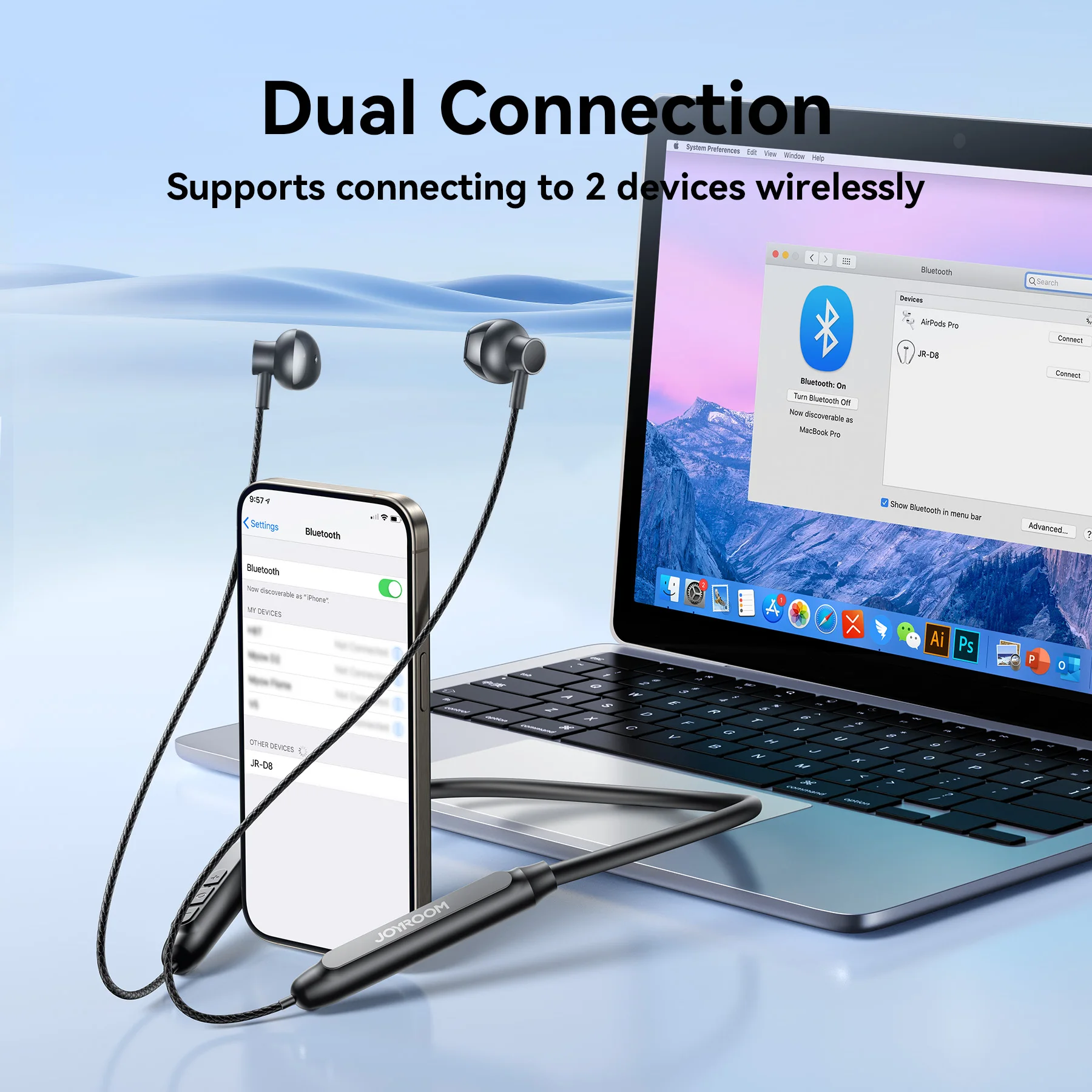 Joyroom Bluetooth Earphones Wireless Headphones Magnetic Sport Neckband Neck-hanging Earbuds Wireless Blutooth Headset with Mic