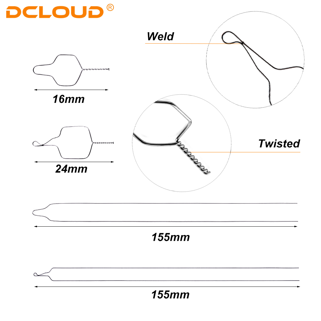 100pcs/pack Ortodoncia Dental Kobayashi Alambre Largo / Corto Ortopedia Metal Abrazadera Bracket Alambre 008/010/012/014 Material del dentista