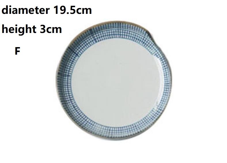 Keramische Schotel Plaat Handgeschilderde Diner Plaat Japanse Stijl Plaid Soep Plaat Salade Retro Creatieve Servies: F