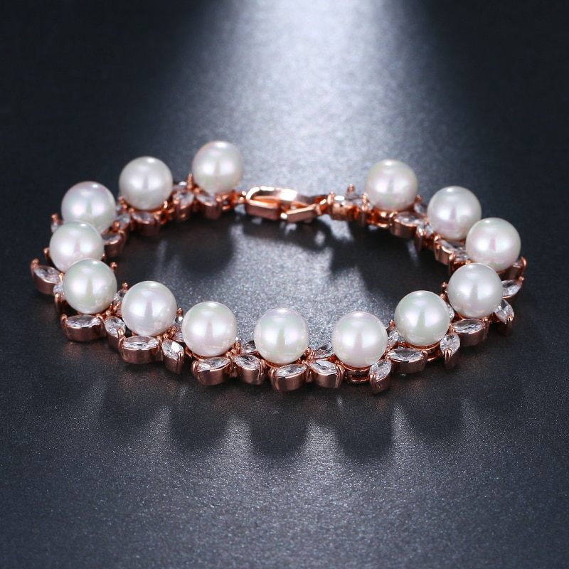 EMMAYA Round Imitation Pearl Unique AAA CZ Bracelet Sets For Women Jewelry Friendship Bracelets