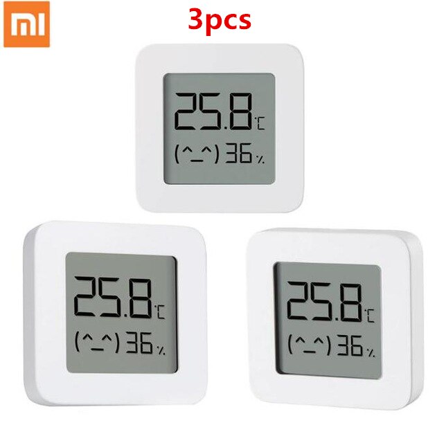 Alkuperäinen xiaomi mijia älykäs lämpömittari 2 bluetooth lämpötila-kosteusanturi lcd digitaalinen kosteusmittari kosteusmittari älykoti: 3 kpl