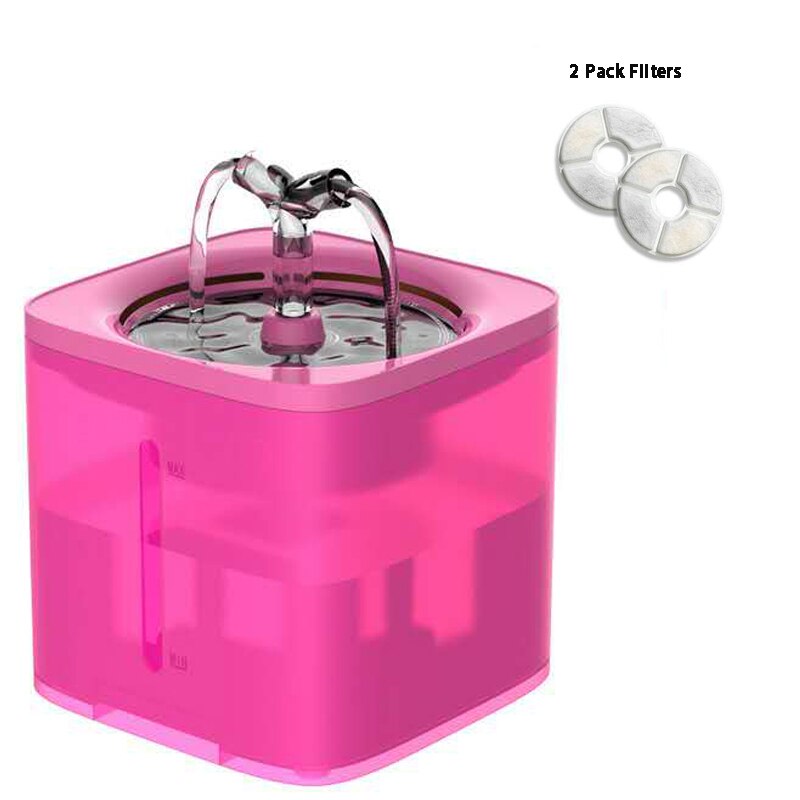 Automatic Cat Water Fountain With Faucet Dog Drinking Dispenser Transparent Drinkers For Cats Pet Drinking Bowl Filter Feeder: Rose with 2 filters / JP Plug