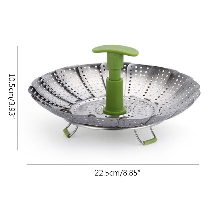 1PC Stainless Steel Folding Retractable Steamer Basket Veggie Pot Steamer with Extendable Handle Steaming Rack Kitchen Supply