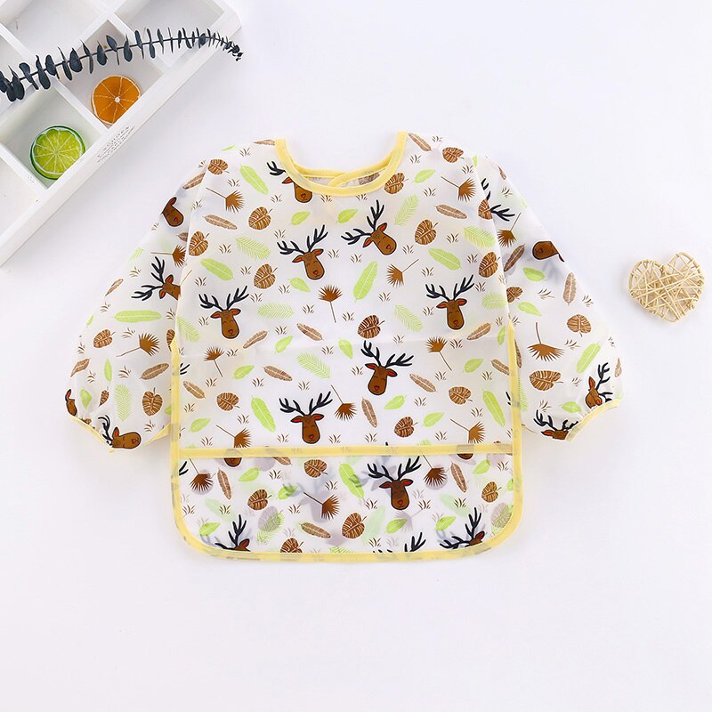 Pudcoco Newest Baby Kids Toddler Long Sleeve Waterproof Art Smock Feeding Bib Apron Pocket: 5 / 4 to 6 Years