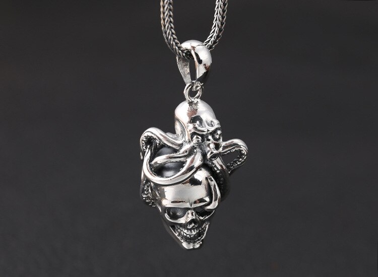 925 Sterling Silver octopus skull pendant charm decorate necklace bracelet keyring... jewelry A2897