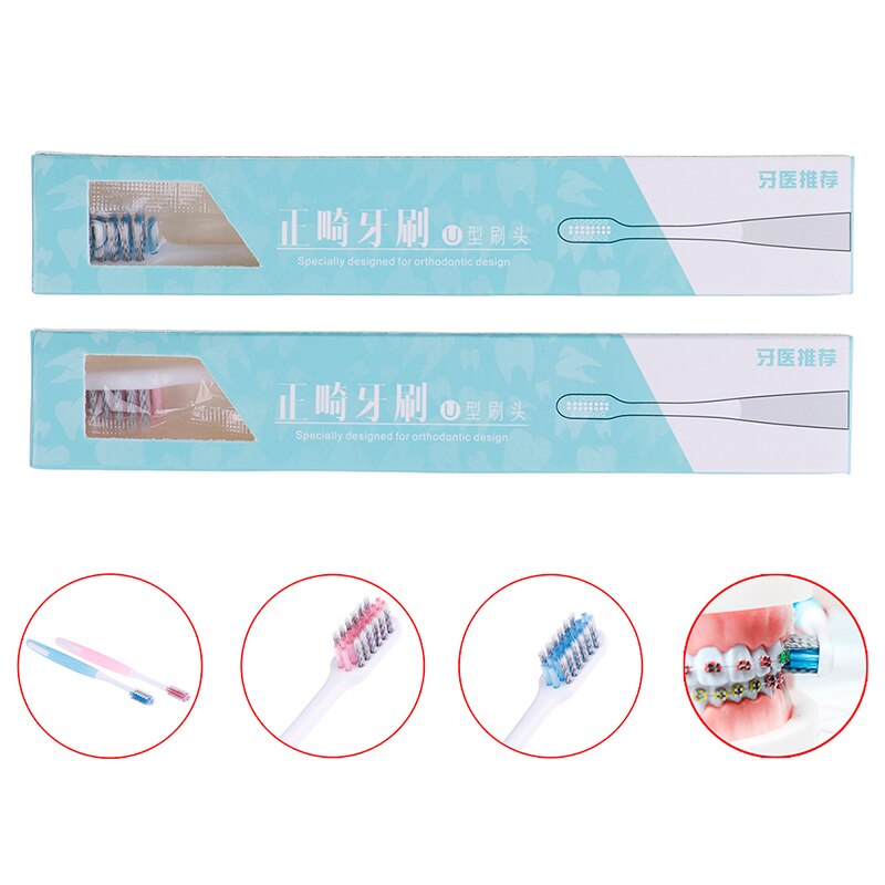 1PC Natural V-type Handle Toothbrush Rainbow Colorful Whitening Soft Bristles Orthodontic Toothbrush Eco-friendly Oral Care