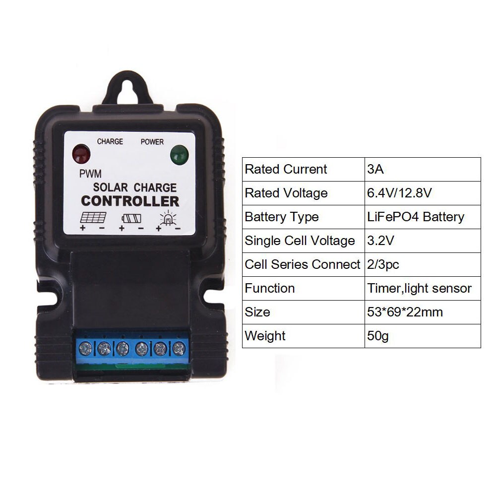 LED 3A Solar Charge controller 3.2 3.7 6.4 12.8 25.2 12 24 V Li-ion Lithium 3s 6s Battery charger Regulator PV Street light lamp: 3A 6.4V 12.8V