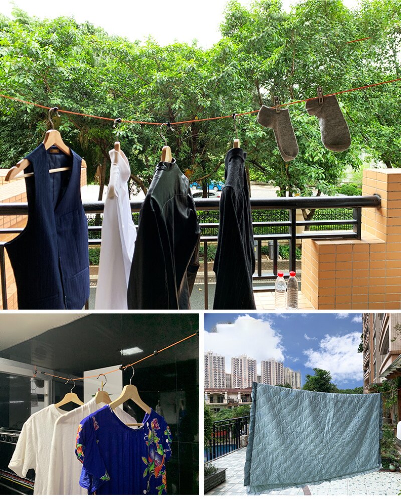 Wall Mount Clothesline Folding Clothes Horse Extendable Laundry Hanger Retractable Drying Rack Clothes Rope Laundry Hanger